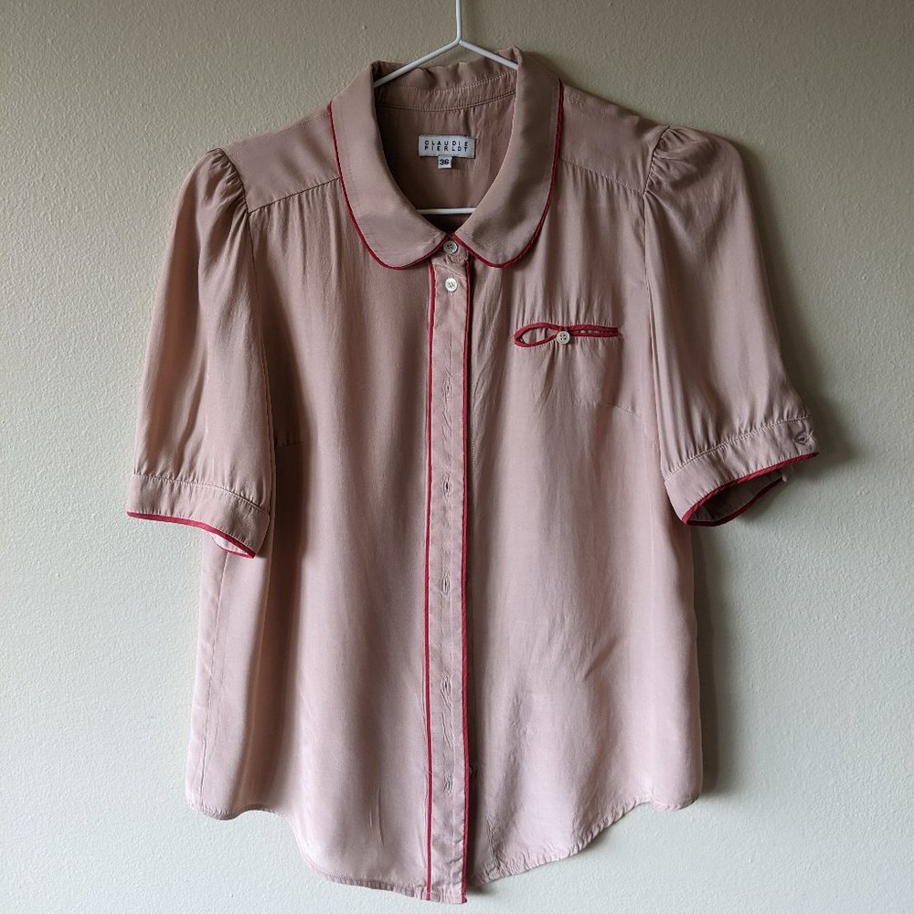 Claudie Pierlot Dusty Rose Silk Blouse FR36